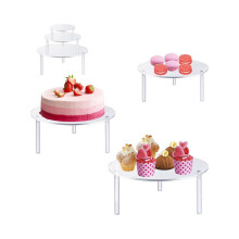 3-pakning klare akrylkakeholdere, cupcake-stativ, kakeholder, benkeplate for dessertdisplay til bakeri, bursdag og bryllup