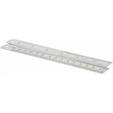 Juego de 3 reglas rectas de metal de acero inoxidable de doble cara de 6 pulgadas / 15 cm