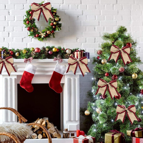 Κορδέλα από σύρμα 2Rolls Red Plaid Plaid, 18ft η καθεμία, συμβατή με χριστουγεννιάτικες 2