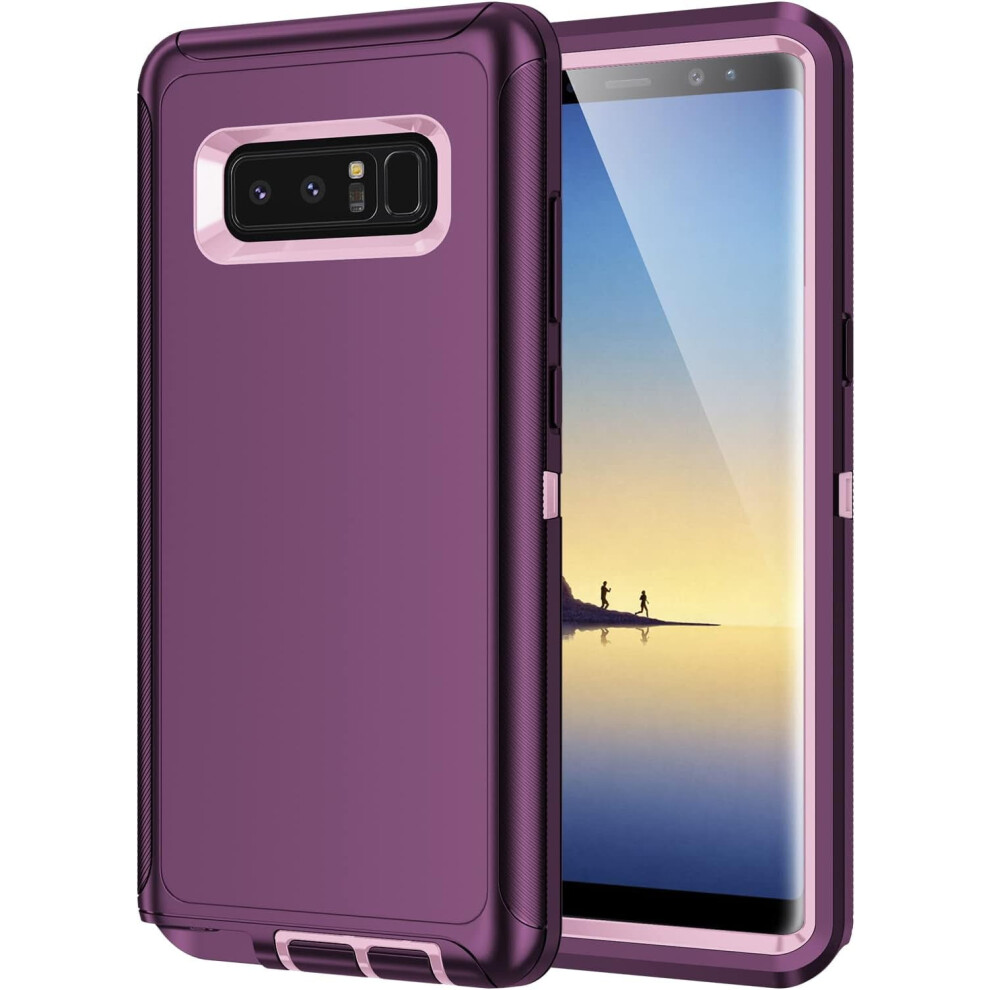 Galaxy Note 8 Case - Shockproof Dustproof 3-Layer Heavy Duty Protection Hard Cover - Purple/Pink 9191629098354