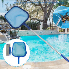 Tarmeek Pool Leaf Rake with Mesh Frame Net Skimmer, Compatible with 5 Assembly Rods, Professional Pool Cleaning Tool