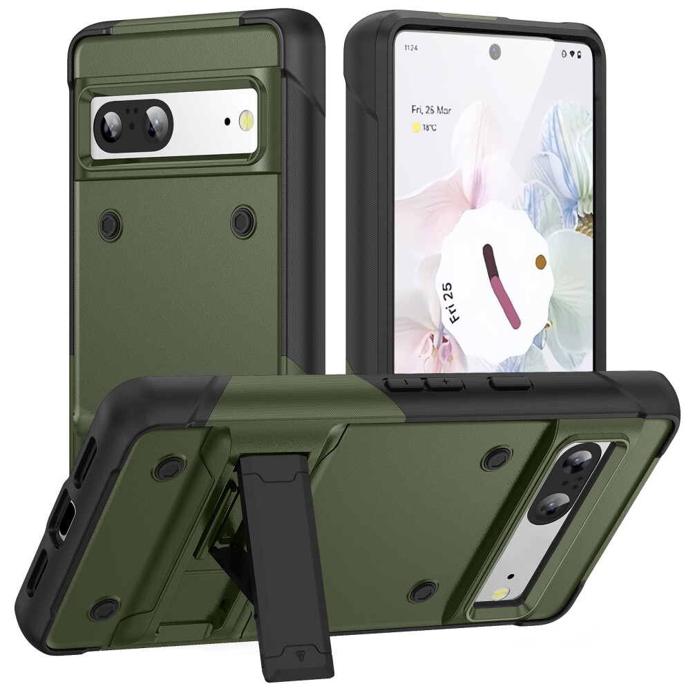 Rugged Case For Google Pixel 7 6.3", Heavy Duty Shockproof Cover With Kickstand, Screen & Camera Protection, Black 9191629098347