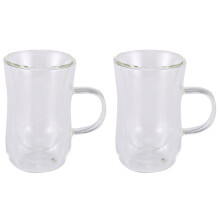 2x80ml Ευρωπαϊκή διπλή κούπα καφέ με διπλό γυαλί για καπουτσίνο, ποτήρι γάλακτος,