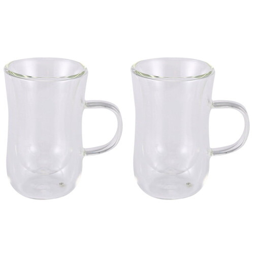 2x80ml Ευρωπαϊκή διπλή κούπα καφέ με διπλό γυαλί για καπουτσίνο, ποτήρι γάλακτος,