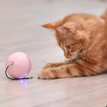 Kæledyrsboldlegetøj til hunde og katte, elektrisk kæledyrsbold, farverig LED-rullende blitzbold med klokkefjer, USB-genopladelig katteboldlegetøj