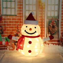 EQWLJWE Verlichte sneeuwpop kerstdecoratie, 60 cm opvouwbare sneeuwpop met 5W heldere lampjes, warmwitte lichtslinger voor binnen en buiten in de