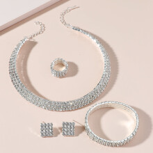 Kiplyki Groothandel Dames Oorbellen met Strasssteentjes, Waterdruppelvormige Ketting, Oorbellen Set, Zilveren Accessoires
