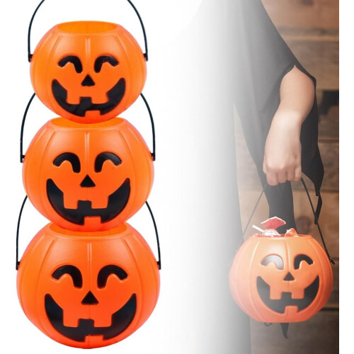 Πλαστικός κουβάς κολοκύθας HeeHom για το Halloween, φορητός κουβάς με γλυκά για