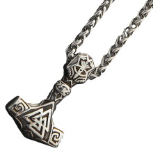 Thors Hammer Halskette Herrenhalskette Charm für Hip Hop Schlüsselbeinkette Wikingeranhänger Mann