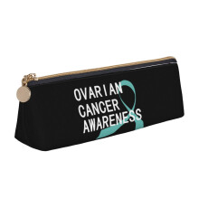 Luna de conștientizare a cancerului ovarian în septembrie We Wear Teal Pencil Case din piele cu fermoar pentru munca de birou