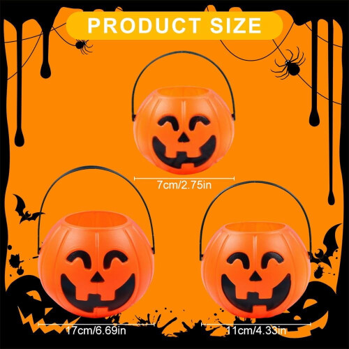 Πλαστικός κουβάς κολοκύθας HeeHom για το Halloween, φορητός κουβάς με γλυκά για 2