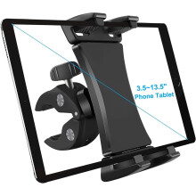 Suporte para tablet para esteira, com fixação por grampo, compatível com iPad Pro 12.9/11/10.5/Air/Mini, Galaxy Tab e celulares de 3.5 a 13.5