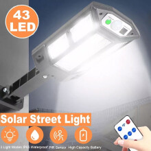 Luminária de parede solar para caminhos com sensor de movimento, 43 lâmpadas LED, à prova d'água, para uso externo.