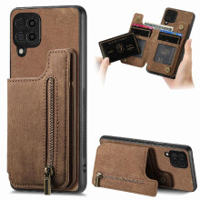 Case for compatible with Samsung Galaxy A12 4g/5g Vintage Zipper Wallet Foldable Back Cover Stand Function