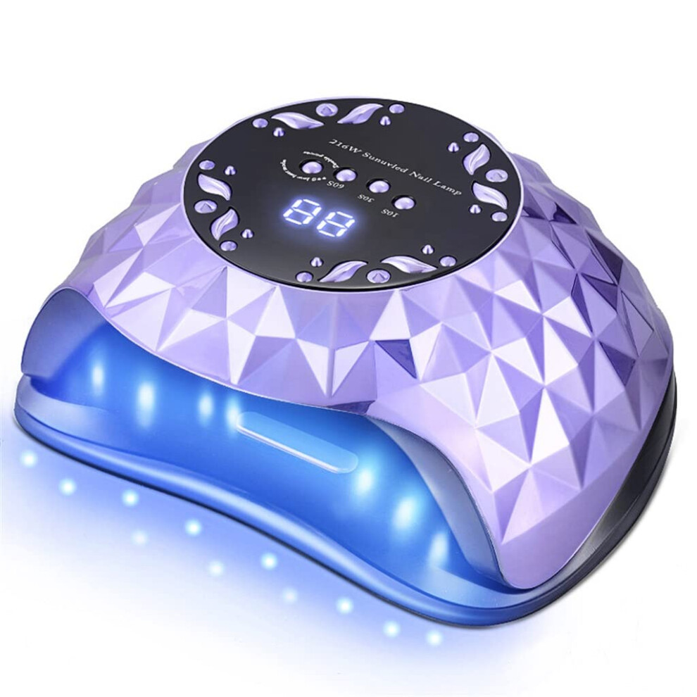 216W Professional Gel Nail Lamp UV LED Nail Dryer Fast Curing with Timer Large Space for Hands and Feet