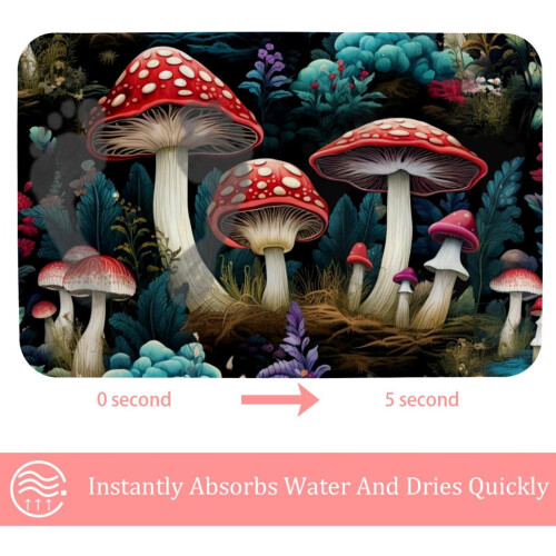 Πατάκι μπάνιου Mushroom World Memory Foam 20x31 ιντσών, πλένεται στο πλυντήριο, αντιολισθητικό, 1
