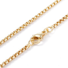 Set di 5 collane a catena in ottone con chiusura a moschettone, placcate in vero oro 18 carati, resistenti e durevoli, lunghezza 44 cm (17,32