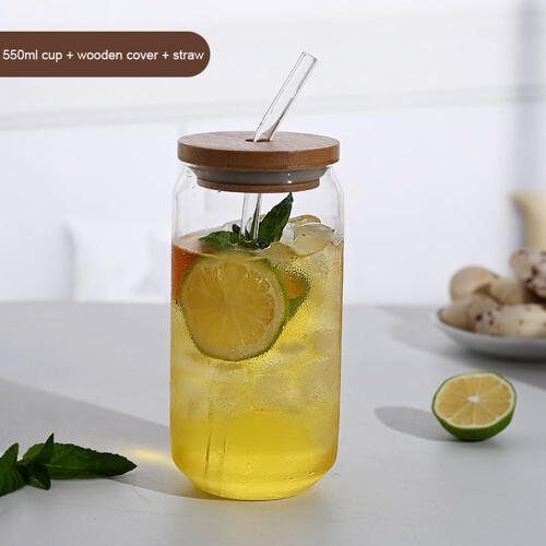 Ποτήρι εξάχνωσης 18,6oz, λεπτό κύπελλο από διαφανές γυαλί με καπάκι και καλαμάκι - 1