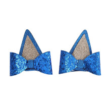 Barrettes à cheveux oreilles bleues, 1 paire, pailletées, pour la décoration de fête d'anniversaire de petites filles (11 ans), compatibles avec