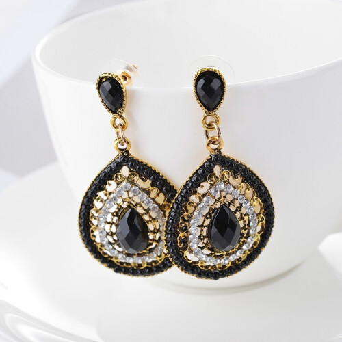 Boho kvinner Rhinestone vanndråpe dingle øredobber festsmykker gave 2