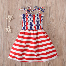 FAMTKT 4th of July Baby Girl Outfits Stripe Dress Independence Day Outfits Kids Patriotic Clothes July 4th Toddler Girls Stripe Dress 1- 6 Years