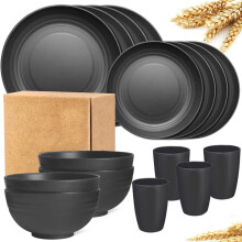 Wzzjkit 16PCS Solid Color Dinnerware Sets - Unbreakable Plastic Plates & Bowls, Dishwasher & Microwave Safe, compatible with outdoor kitchen &