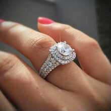 RSAMD Shiny Women Silver Wedding Engagement Rings Round Cut White Crystal Size 5-10-9