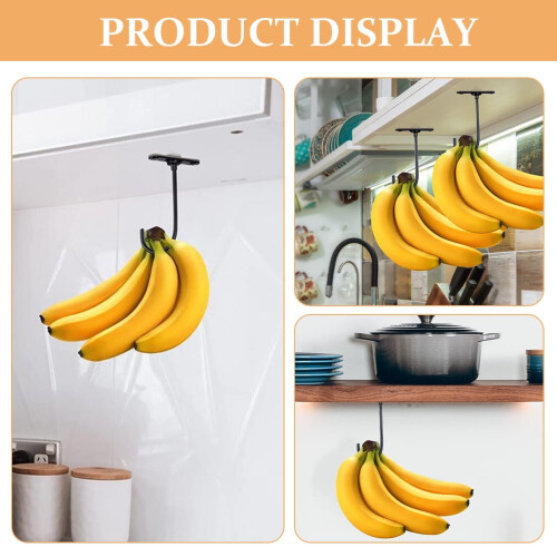Banana Hanger for Kitchen under Cabinet Stand Hook Black Holder Fruit Ceiling Type Iron 2