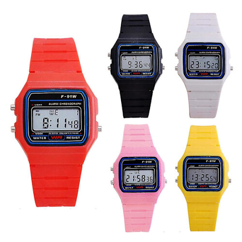 Πολυτελές Κλασικό Ψηφιακό Ρολόι F-91W Unisex Ρετρό Vintage Sport LED Αδιάβροχο Κόκκινο