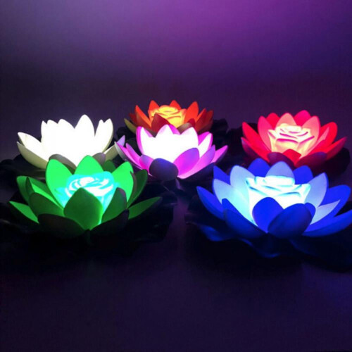Πλωτό φως LED Lotus, αδιάβροχο και λειτουργεί με μπαταρία, συμβατό με λίμνη, 1