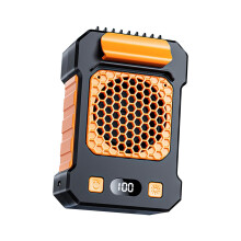 Ventilateur de taille YOBOLK à forte puissance, long col, portable et USB, idéal pour une utilisation en extérieur, avec veilleuse intégrée.