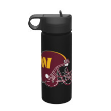 Garrafa de água Commanders Sports com isolamento térmico em aço inoxidável, 532 ml (18 oz), copo portátil à prova de vazamentos com canudo,