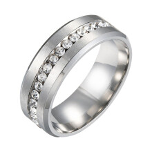 Herrenring, Zirkonia-Ring, Alltagsring, großer Ring, geeignet für den täglichen Gebrauch, Silber, Größen 6-13