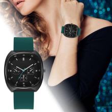 Orologio da donna casual, grande, quadrato, quadrante originale, acciaio inossidabile, al quarzo, cinturino in silicone, orologio da polso per donna