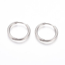 5 pares de pendientes de aro Huggie de acero inoxidable 202, hipoalergénicos con pasador de acero inoxidable quirúrgico 316, calibre 12, 18~19 x 2