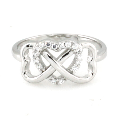 Ασημένιο δαχτυλίδι Tioneer με κυβικά ζιρκόνια και εμβληματικό σύμβολο απείρου 1