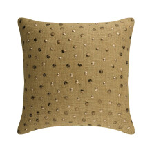 Beige 40x40 cm dekorativt pudebetræk, jute lurex pailletter, prikket mønster, tekstureret pude til sofa - jutehjul