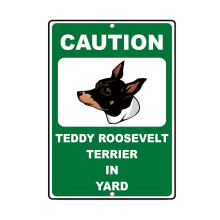 (Aluminiowy metal) TEDDY ROOSEVELT TERRIER DOG Uwaga Nowość Zabawa METALOWY znak Rozmiar: 8x12 cali