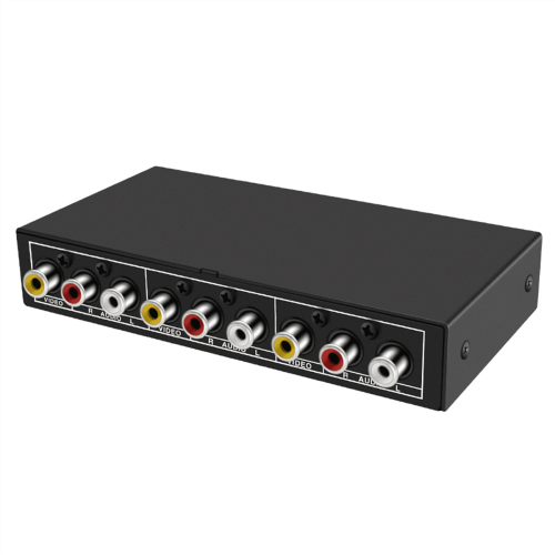 Seletor de Switch AV 2 em 1 com 2 Portas e 3 RCA para Áudio e Vídeo, Compatível com DVD Player, STB, HDTV e TV Box. 1