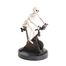 Esqueleto animado Wadada andando de bicicleta, mini esqueleto divertido para decoração, decoração de Halloween para ambientes internos, esqueleto