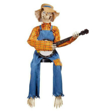 JUNWELL Esqueletos animados e engraçados duelando com banjo Decorações de Halloween com esqueletos animados e banjo