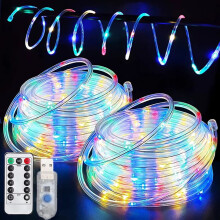 100LED 39ft Rope Lights Outdoor, USB Powered, 8 Modes, Waterproof LED String Lights for Garden, Patio, Wedding, Xmas, Warm White, Compatible with