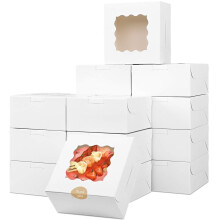 KGJQ Cookie Box 25.4cm x 25.4cm x 6.3cm Cake Box, Visible Window Design (10 Count)