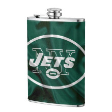 Jets Flagon Hip Flask 8oz, Food-grade Stainless Steel Leather Pocket Flask - Compatible with Outdoor Sports, Camping, Wedding Groomsman
