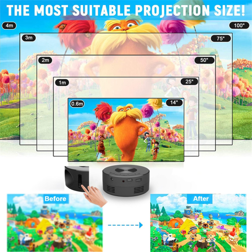 Mini Projector LED Home Media Player Audio Portable Projectors with Projector Stand USB Projection Same Screen Mirror-A 2