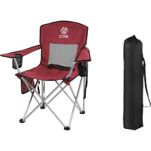 Camp Chairs with Shade Canopy Chair Folding Camping Recliner Support with Carrying Bag, Black