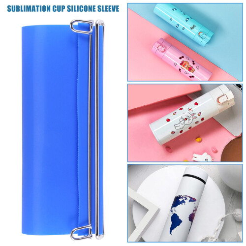 2Pcs 20 Oz Silicone Wrap Sublimation Silicone Bands Blue 2