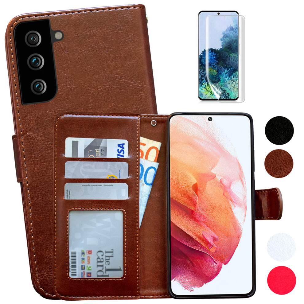 Compatible With Samsung Galaxy S24 - Leather Case / Protection Brown 9110895302309