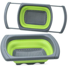 Collapsible Colander Silicone 1 Pack - Over Sink Pasta & Vegetable Strainer, Foldable Mesh Strainer for Kitchen (Green)