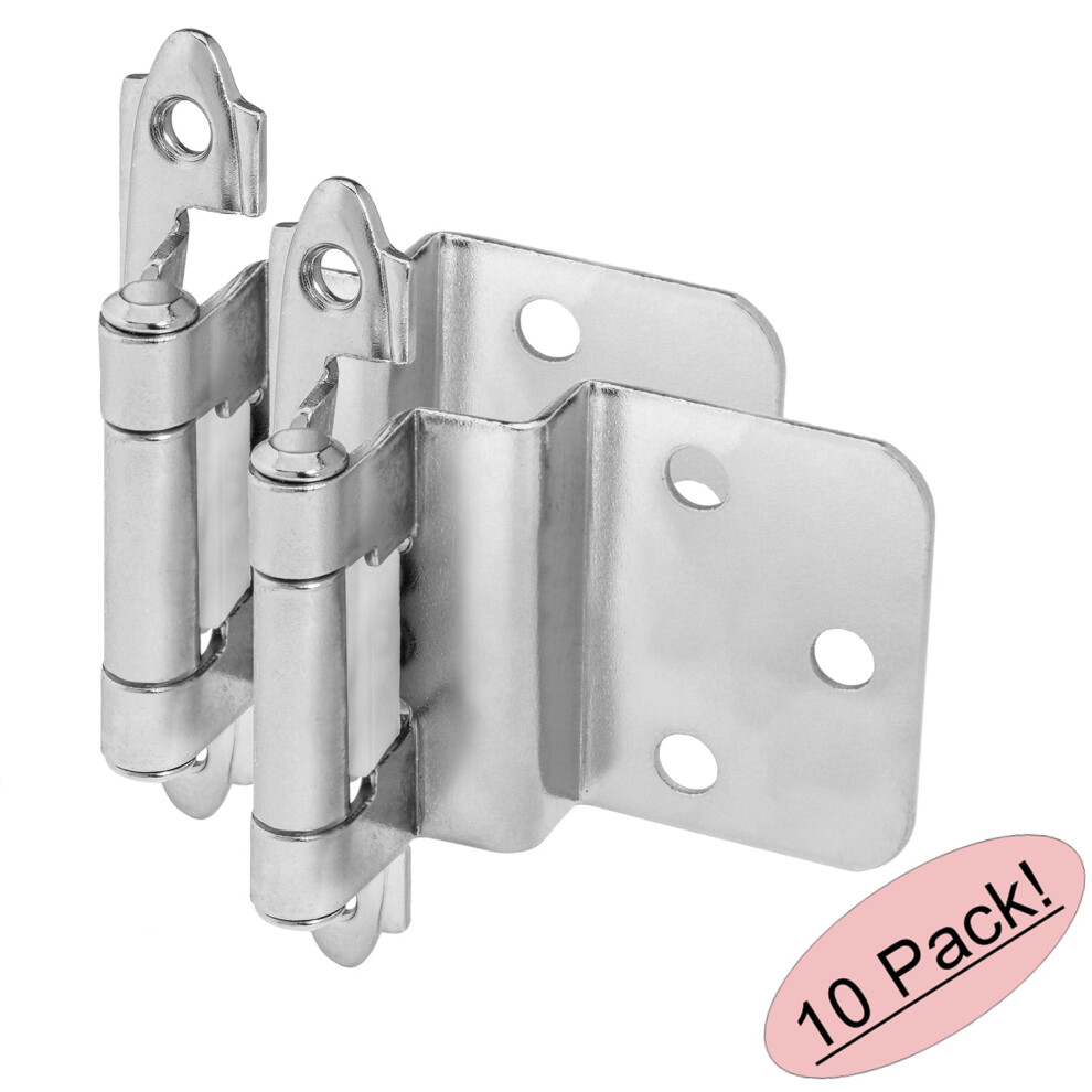 10 Pair Pack - Cosmas 15628-Sn Satin Nickel Cabinet Hinge 3/8" Inset (Pair) [15628-Sn] 9191629697502